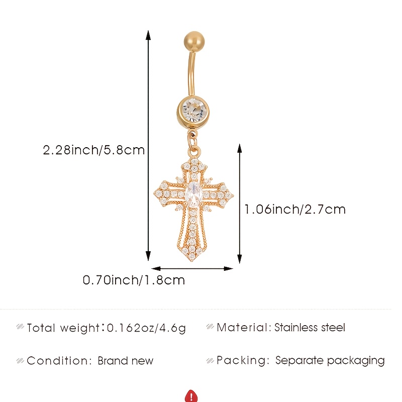 Luxurious Inlaid Synthetic Zirconia Cross Belly Button Ring